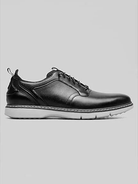 Stacy Adams Men's Sync Leather Plain Toe Elastic Lace-Up Shoes Black