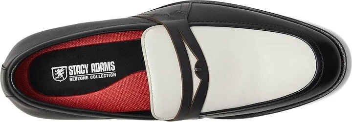 Stacy Adams Prichard Penny Slip-On Men's Lace Up Wing Tip Shoes Black/Gray/White : 10 M, Leather - Image 2