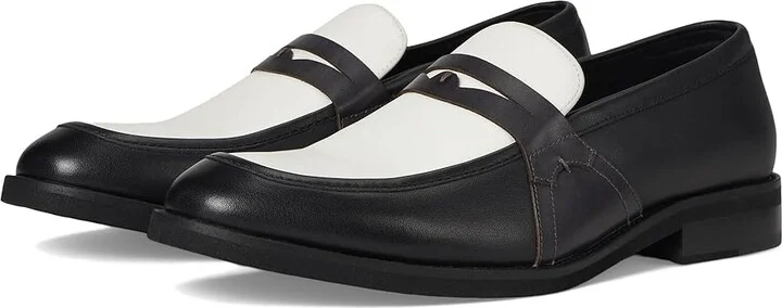 Stacy Adams Prichard Penny Slip-On Men's Lace Up Wing Tip Shoes Black/Gray/White : 10 M, Leather