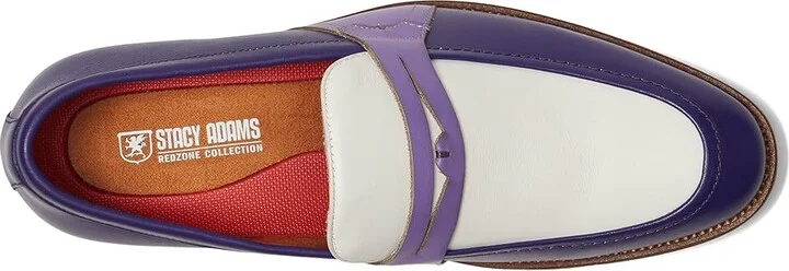Stacy Adams Prichard Penny Slip-On Men's Lace Up Wing Tip Shoes Purple : 10 M, Leather - Image 2