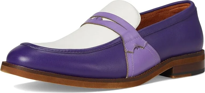 Stacy Adams Prichard Penny Slip-On Men's Lace Up Wing Tip Shoes Purple : 10 M, Leather - Image 5
