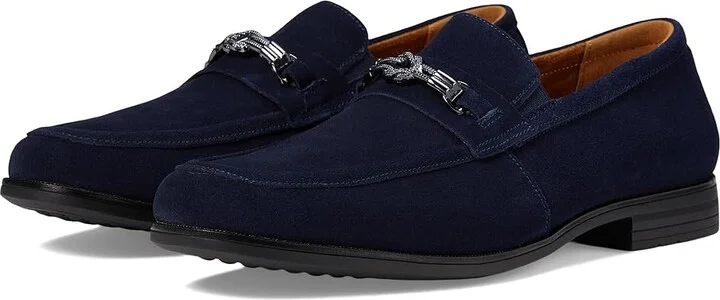 Stacy Adams Ravelle Moc Toe Bit Slip-On Men's Lace Up Wing Tip Shoes Navy Suede : 11.5 M, Microfiber/Rubber/Suede
