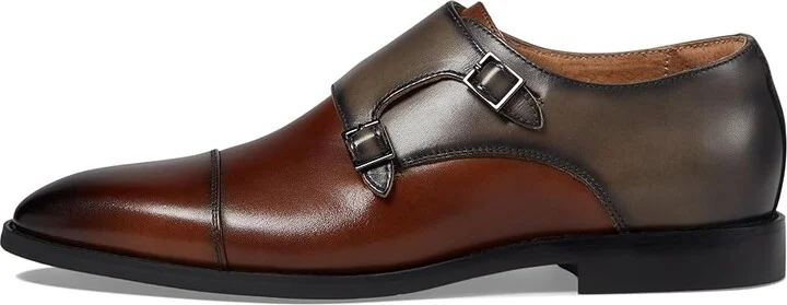 Stacy Adams Raythorne Cap Toe Double Monk Men's Lace Up Wing Tip Shoes Brown/Gray : 7.5 M, Leather - Image 6