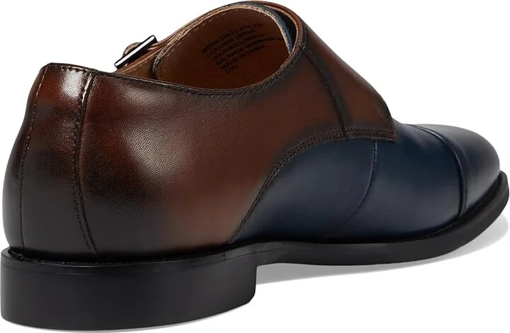 Stacy Adams Raythorne Cap Toe Double Monk Men's Lace Up Wing Tip Shoes Navy/Brown : 7 M, Leather - Image 4