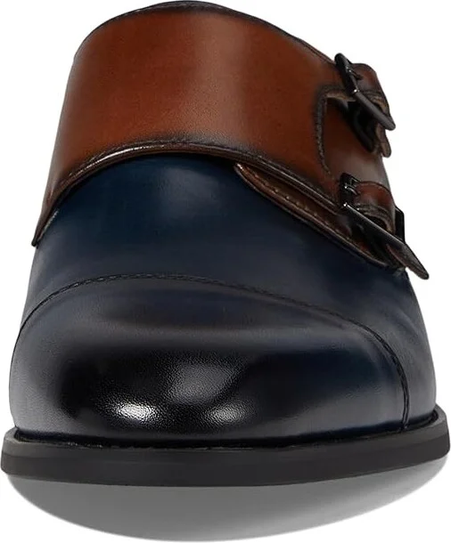 Stacy Adams Raythorne Cap Toe Double Monk Men's Lace Up Wing Tip Shoes Navy/Brown : 7 M, Leather - Image 5