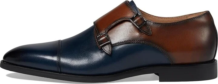 Stacy Adams Raythorne Cap Toe Double Monk Men's Lace Up Wing Tip Shoes Navy/Brown : 7 M, Leather - Image 6