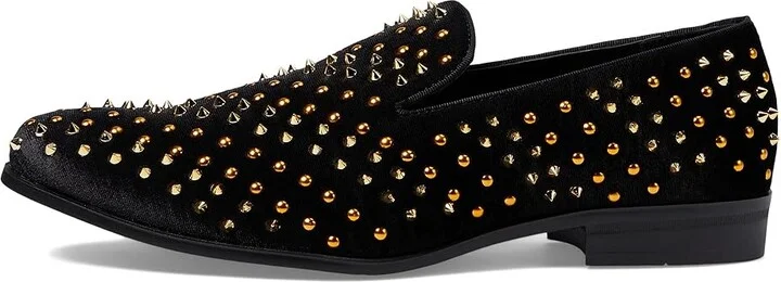 Stacy Adams Sabert Spike Studded Slip-On Men's Lace Up Wing Tip Shoes Black : 10.5 M, Synthetic/Textile/Velour - Image 6