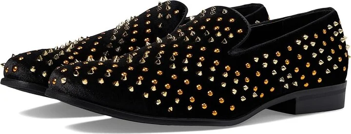 Stacy Adams Sabert Spike Studded Slip-On Men's Lace Up Wing Tip Shoes Black : 10.5 M, Synthetic/Textile/Velour
