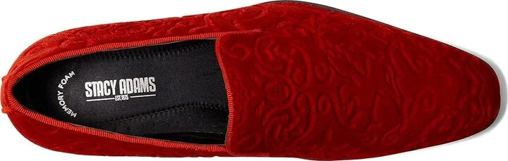 Stacy Adams Saunders Velour Slip-On Men's Shoes Red : 7 M, Textile - Image 2