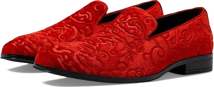 Stacy Adams Saunders Velour Slip-On Men's Shoes Red : 7 M, Textile