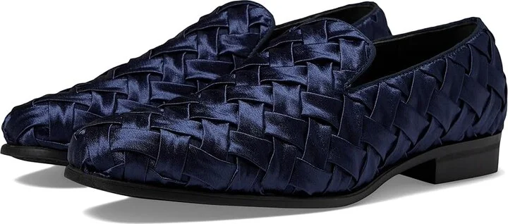 Stacy Adams Savoir Satin Slip-On Men's Lace Up Wing Tip Shoes Navy : 8.5 M