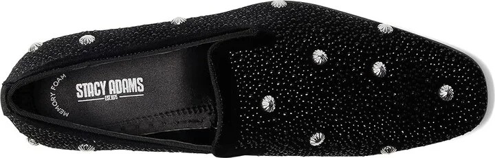 Stacy Adams Spangle Rhinestone Slip-On Men's Lace Up Wing Tip Shoes Black/Silver : 7.5 M, Leather - Image 2