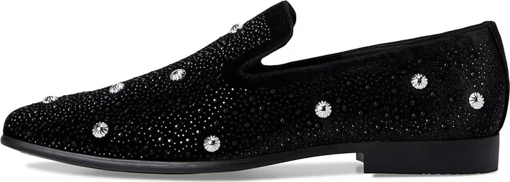Stacy Adams Spangle Rhinestone Slip-On Men's Lace Up Wing Tip Shoes Black/Silver : 7.5 M, Leather - Image 6