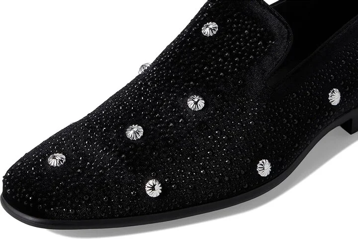 Stacy Adams Spangle Rhinestone Slip-On Men's Lace Up Wing Tip Shoes Black/Silver : 7.5 M, Leather - Image 7