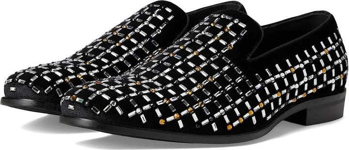 Stacy Adams Stallford Rhinestone Slip-On Men's Lace Up Wing Tip Shoes Black : 7 M