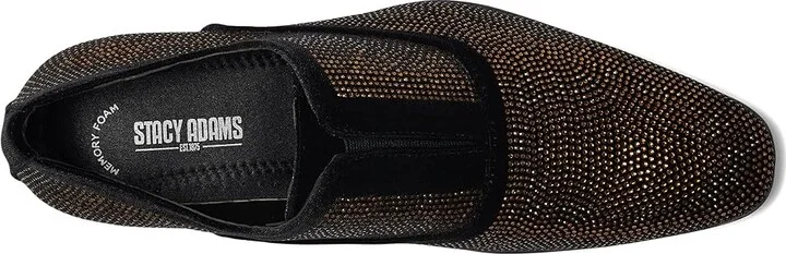 Stacy Adams Starleigh Rhinestone Slip-On Men's Lace Up Wing Tip Shoes Black/Gold : 14 M, Leather - Image 2