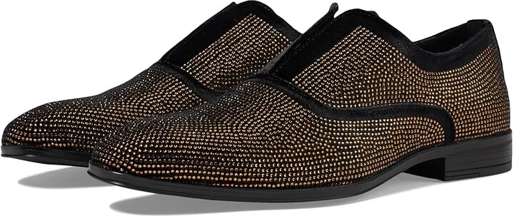 Stacy Adams Starleigh Rhinestone Slip-On Men's Lace Up Wing Tip Shoes Black/Gold : 14 M, Leather