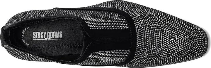 Stacy Adams Starleigh Rhinestone Slip-On Men's Lace Up Wing Tip Shoes Black/Silver : 9.5 M, Leather - Image 2