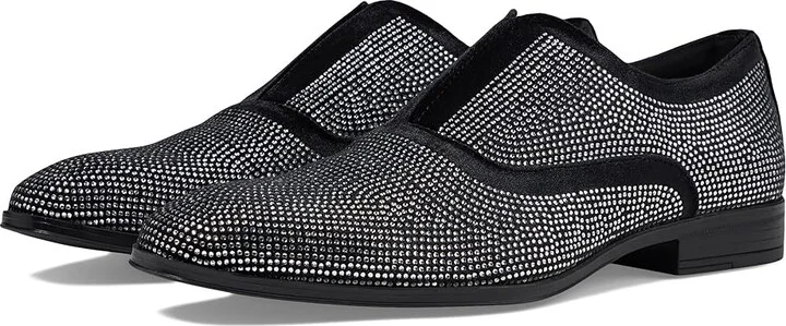 Stacy Adams Starleigh Rhinestone Slip-On Men's Lace Up Wing Tip Shoes Black/Silver : 9.5 M, Leather