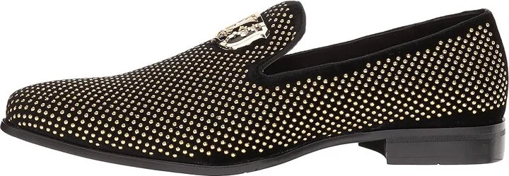 Stacy Adams Swagger Studded Ornament Loafer Men's Shoes Black/Gold : 7 D - Medium, Velvet - Image 7
