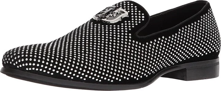Stacy Adams Swagger Studded Ornament Loafer Men's Shoes Black/Silver : 7.5 D - Medium, Velvet - Image 2