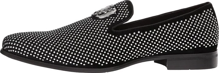 Stacy Adams Swagger Studded Ornament Loafer Men's Shoes Black/Silver : 7.5 D - Medium, Velvet - Image 7