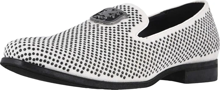 Stacy Adams Swagger Studded Ornament Loafer Men's Shoes Black/White : 9.5 D - Medium, Velvet - Image 2