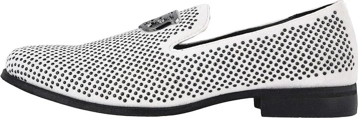Stacy Adams Swagger Studded Ornament Loafer Men's Shoes Black/White : 9.5 D - Medium, Velvet - Image 7