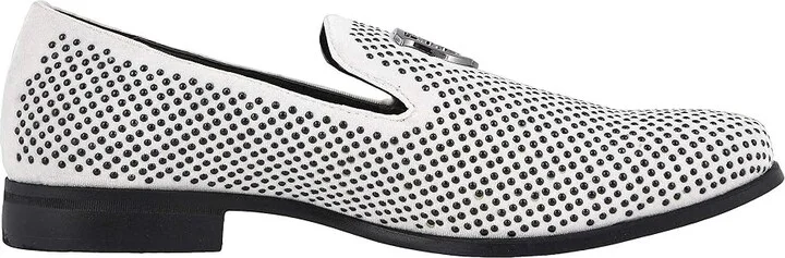 Stacy Adams Swagger Studded Ornament Loafer Men's Shoes Black/White : 9.5 D - Medium, Velvet - Image 8