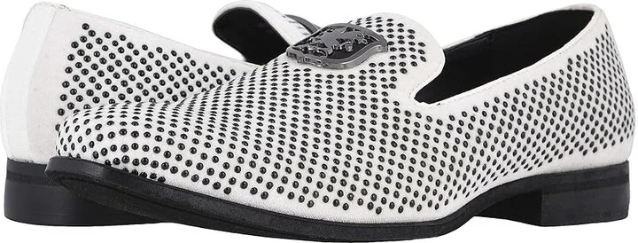 Stacy Adams Swagger Studded Ornament Loafer Men's Shoes Black/White : 9.5 D - Medium, Velvet