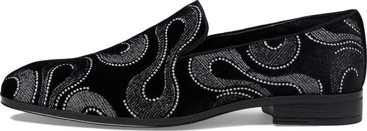 Stacy Adams Swainson Embroidered Slip-On Loafer Men's Lace Up Wing Tip Shoes Black/Silver : 11.5 M, Rubber/Satin - Image 6