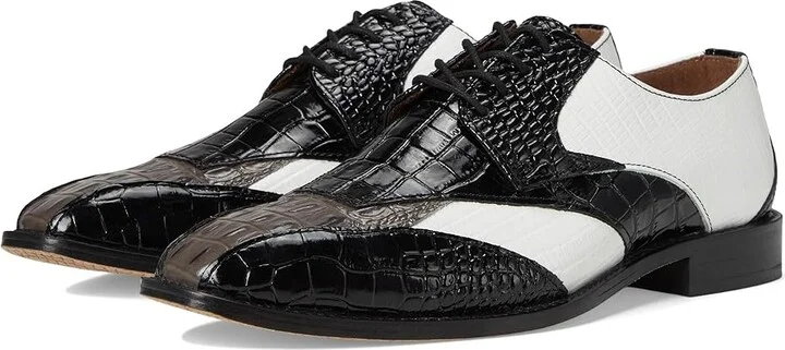 Stacy Adams Tristano Bike Toe Lace-Up Men's Lace Up Wing Tip Shoes Black/Gray/White : 14 M, Leather