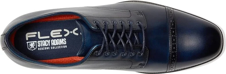 Stacy Adams William Cap Toe Lace-Up Men's Lace Up Wing Tip Shoes Navy : 9.5 M, Leather/Rubber - Image 2