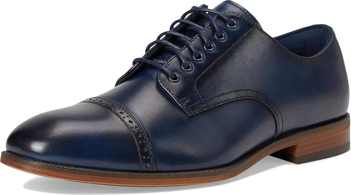 Stacy Adams William Cap Toe Lace-Up Men's Lace Up Wing Tip Shoes Navy : 9.5 M, Leather/Rubber - Image 5