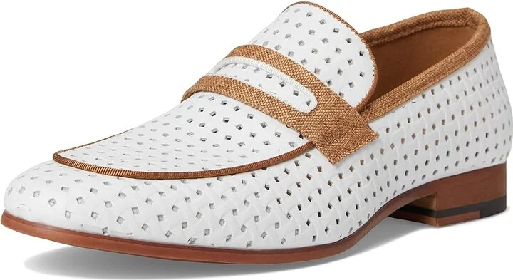 Stacy Adams Winstead Saddle Slip-On Men's Lace Up Wing Tip Shoes White : 11 M, Leather - Image 5