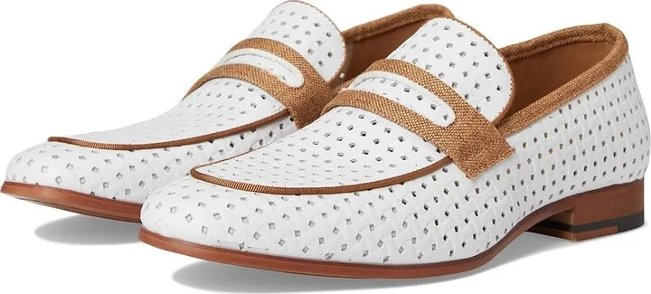 Stacy Adams Winstead Saddle Slip-On Men's Lace Up Wing Tip Shoes White : 11 M, Leather