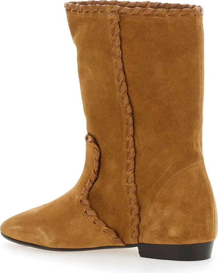 'staeni' Brown Ankle Boots With Beveled Toe And Low Heel In Suede Woman - Image 3