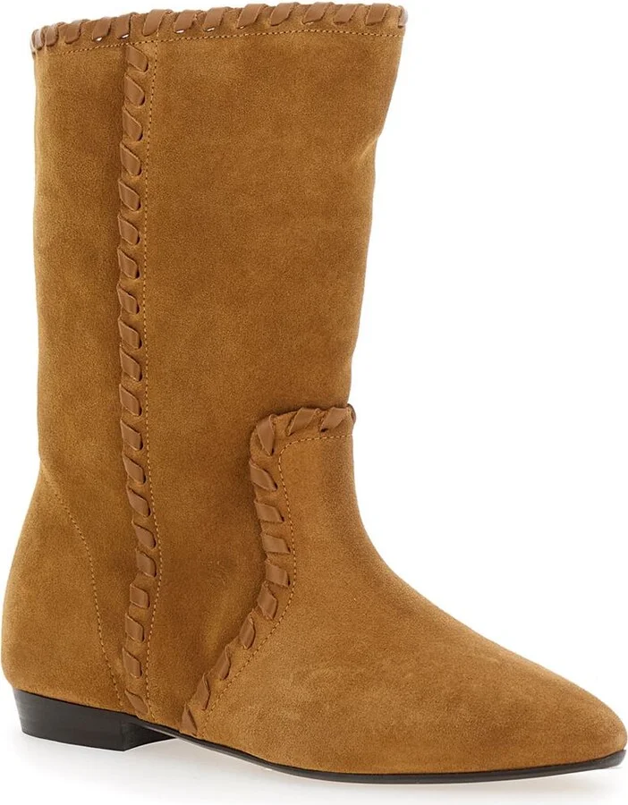 'Staeni' Brown Ankle Boots With Beveled Toe And Low Heel In Suede Woman - Image 2