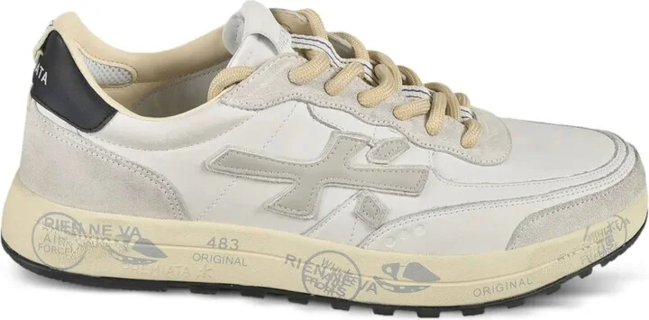 Stamp-Print Leather Sneakers
