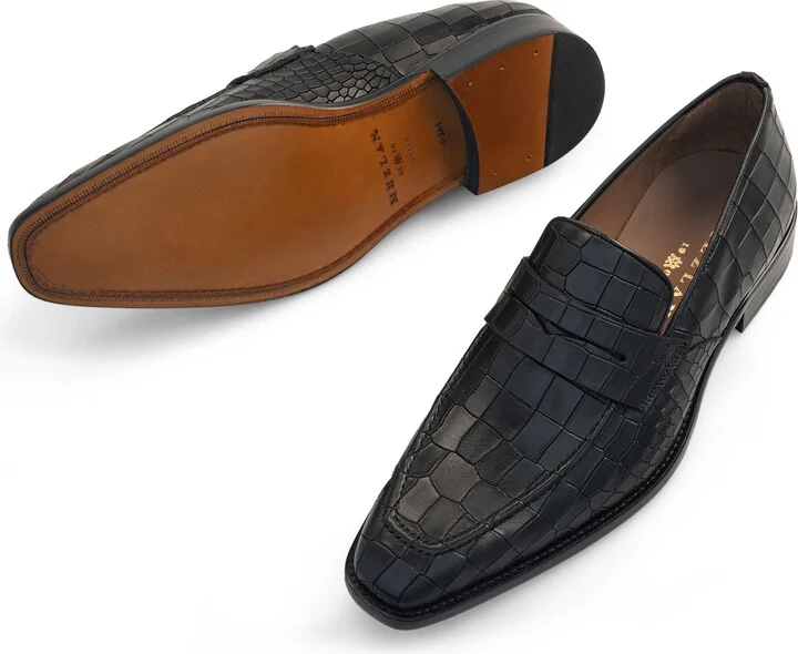 Stamped Croc Embossed Penny Loafer - Image 5