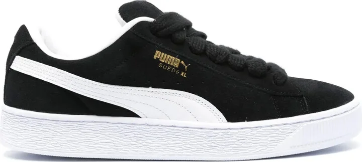 Stamped-Logo Suede Platform Sneakers