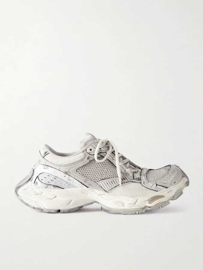 Stapler Distressed Mesh and Rubber Sneakers