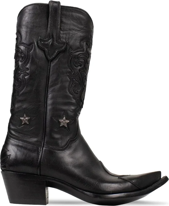 Star-Appliqué Leather Boots