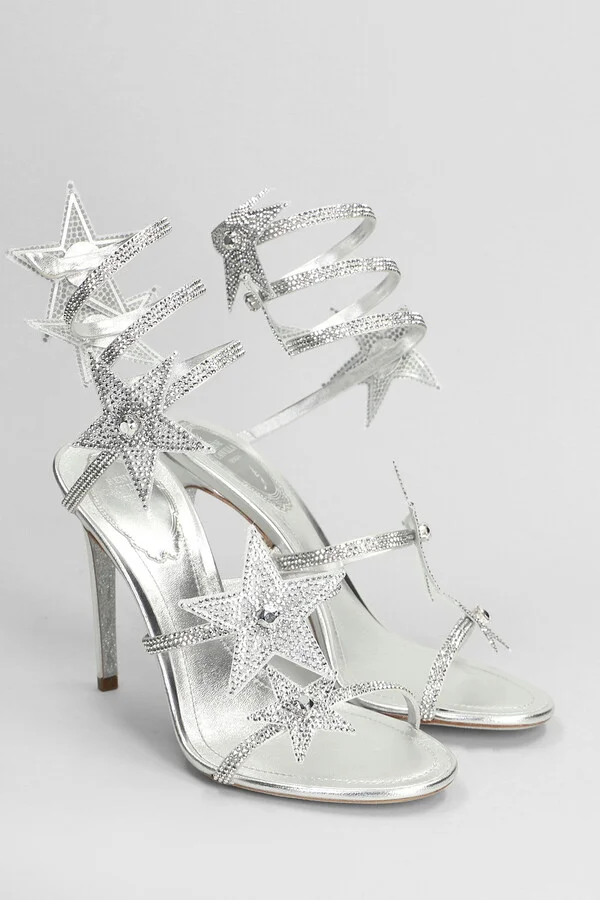 Star Cleo Sandals In Silver Leather - Image 2