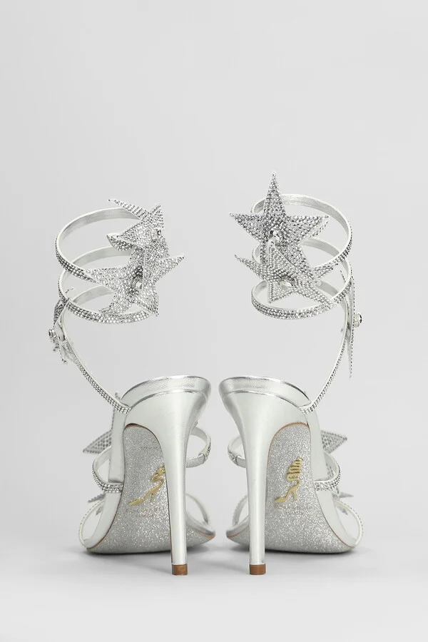 Star Cleo Sandals In Silver Leather - Image 4
