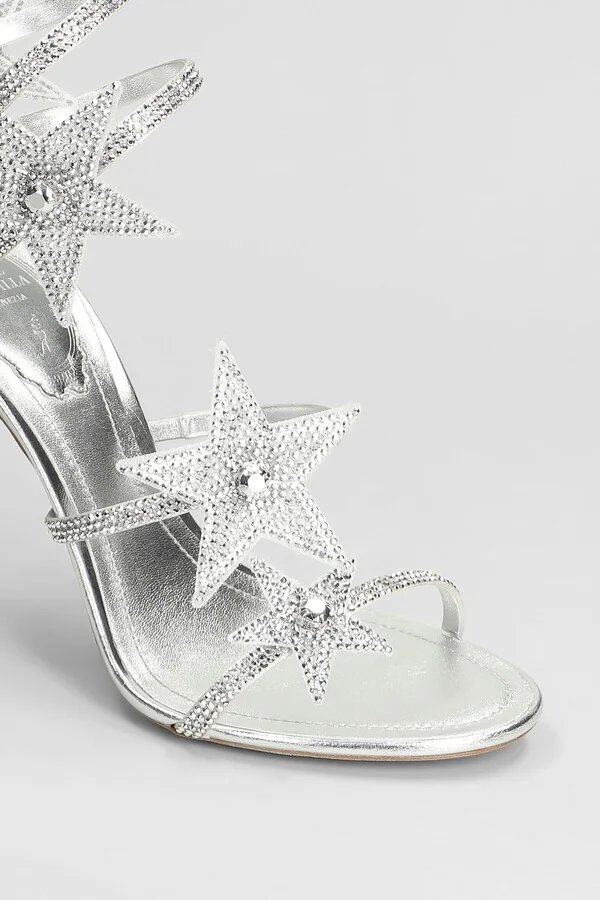Star Cleo Sandals In Silver Leather - Image 5