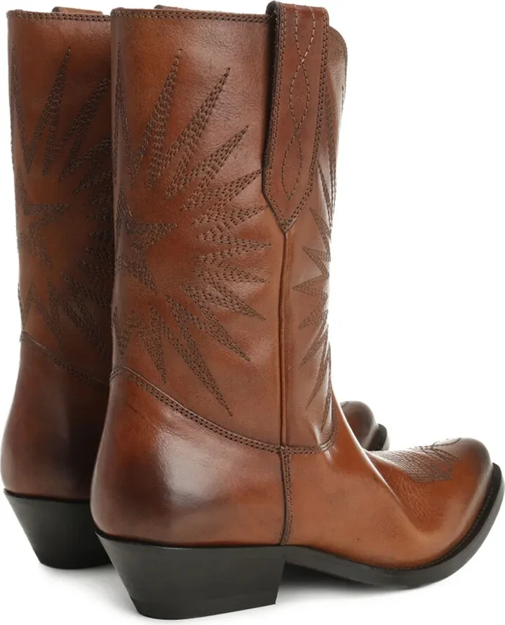 Star-Embroidered Leather Boots - Image 3