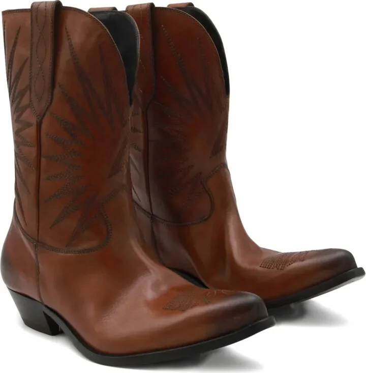 Star-Embroidered Leather Boots - Image 2
