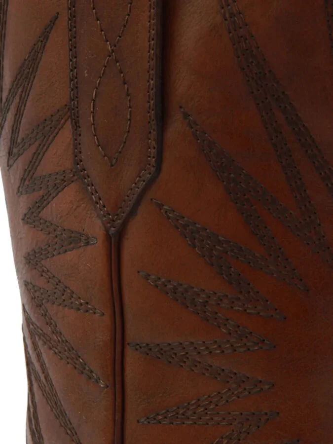 Star-Embroidered Leather Boots - Image 4