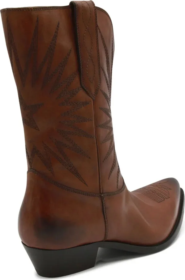 Star-Embroidered Leather Boots - Image 5